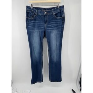 Ariya Jeans Exclusively Curvy Women 14 Dark Wash Bootcut Denim Blue Embroidered